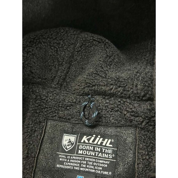 Kuhl Projekt Jacket Men's Size Large Navy Blue Hooded Pockets Faux Leather - Picture 5 of 16